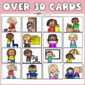shows 12 of the 30 examples of the visual classroom job cards that are included