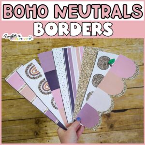 Shows printable bulletin board borders fanned out