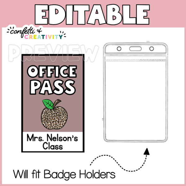Boho Neutrals Hall Pass 2 Shows hall passes that fit inside of a plastic lanyard