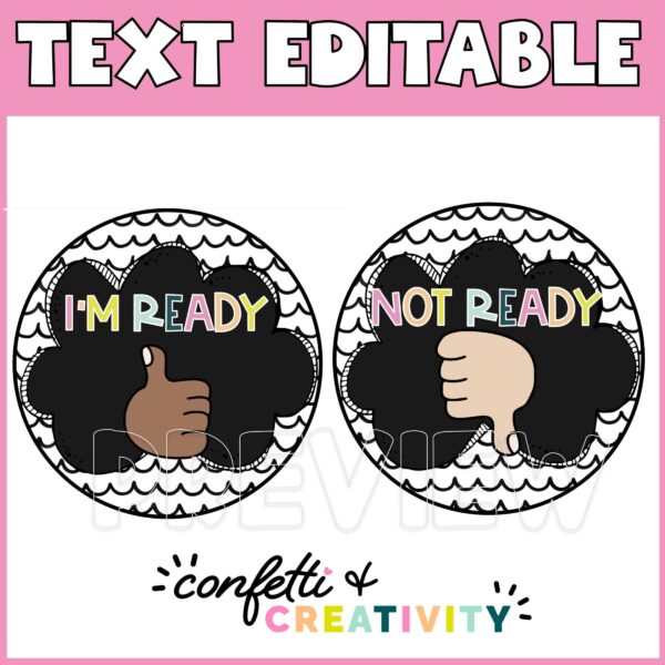 Bold Bright Hand Signals 2 Shows both "I'm Ready" and "Not Ready" Hand Signals as examples of what the cards can look like when the teacher uses them in their classroom