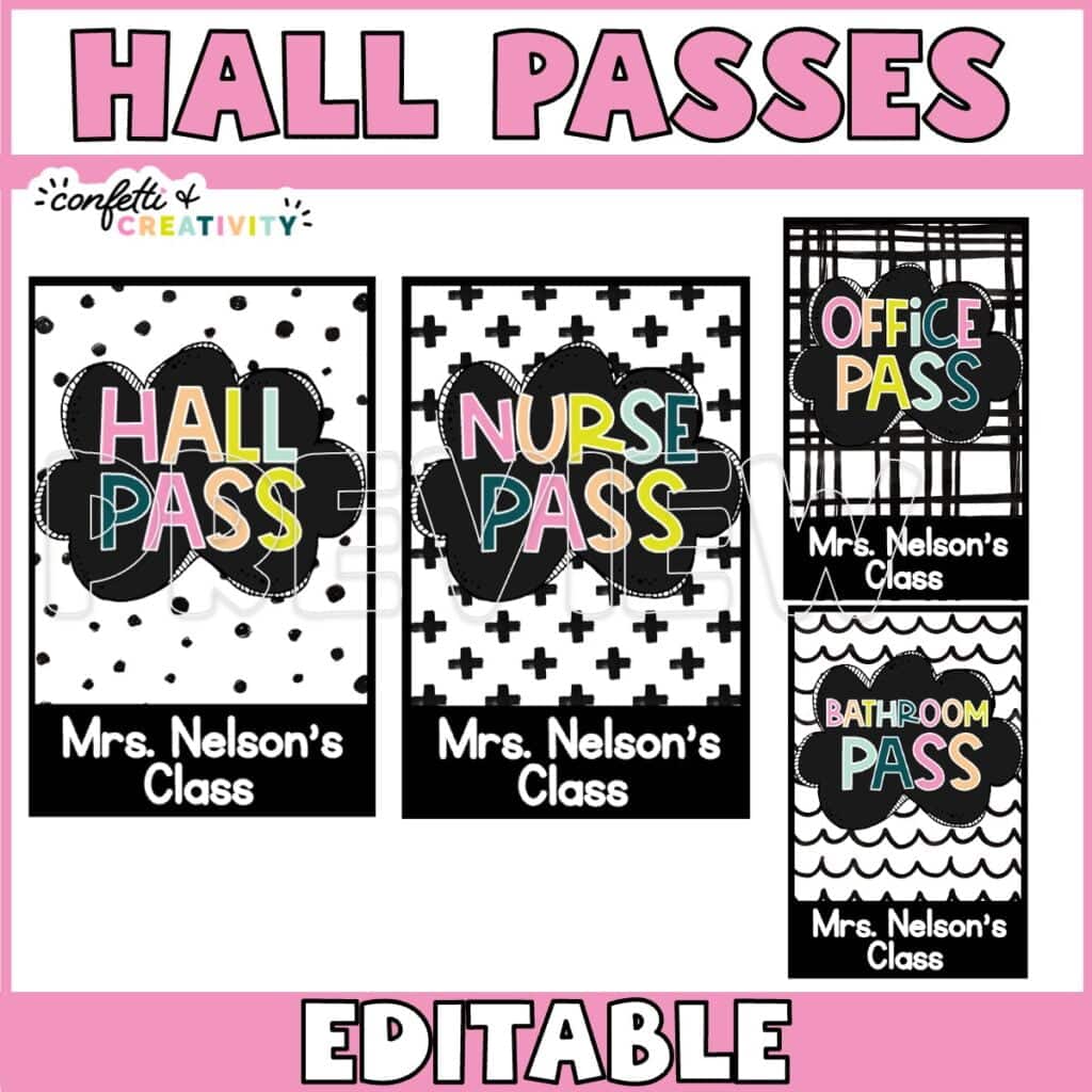Shows different examples of the hall passes