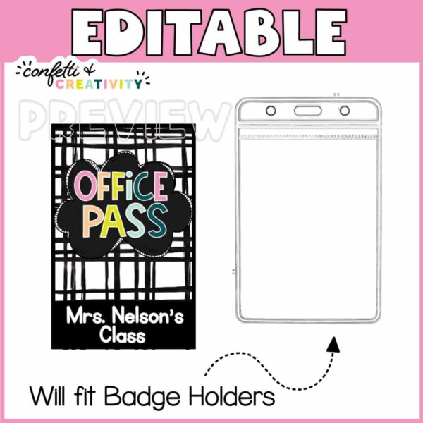 Bold Brights Hall Pass 2 Shows that the hall passes fit into a lanyard