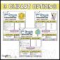 Shows 3 different clipart options for a bright classroom newsletter. Clipart oiptions include sunshine, a globe, and a set of paint with paint brushes