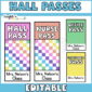 Shows brightly colored hall passes