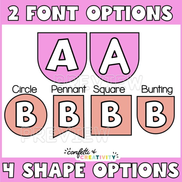 Bright and Simple Header Preview 3 Shows 2 different font options as well as 4 different shape options