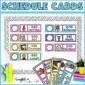 Shows a stock photo with an example visual schedule with clipart for the primary grades