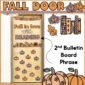 Shows fall door decor phot with the phrase "Fall in Love with Reading"