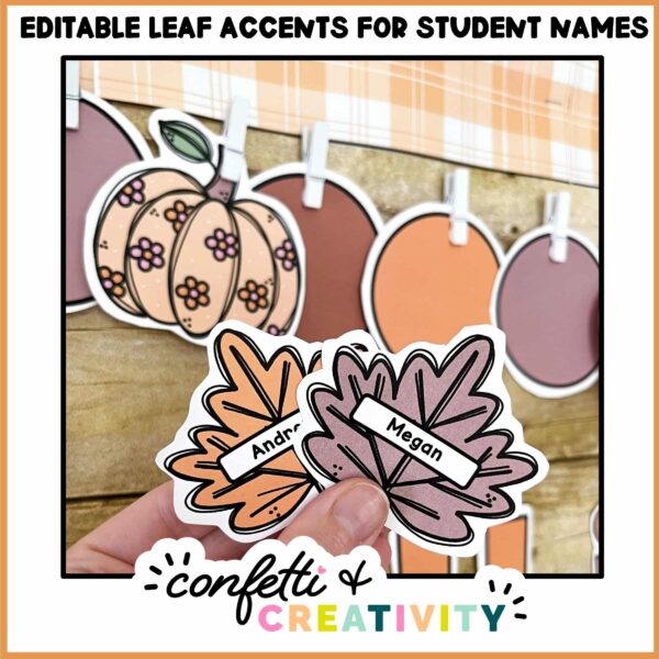 Fall Door Decor - Close Up of Clipart Shows a picture of the clipart options where a teacher can add student names onto the door