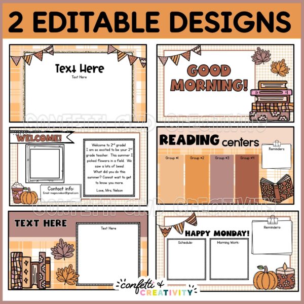 Fall Google Slide Templates - 2 Design Examples Shows Different Teaching Slide Examples for Fall