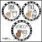Shows 3 different hand signal options with buffalo plaid border to match the Farmhouse theme