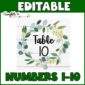 Highlights table numbers that are text editable