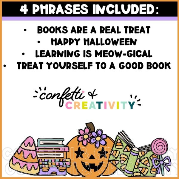 Reading Halloween Bulletin Board - Alternative Phrases Shows alternative phrases that a teacher could use to decorate their bulletin board for Halloween. Each phrase is related to reading and fostering a love for reading in the classroom