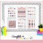 Shows 6 different math posters on the stock photo bulletin board including math symbols, multiplication, and division posters