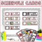Shows a stock photo bulletin board with the visual schedule set up on it