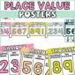 Shows what the place value posters look like put together in a bright color scheme