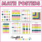 Shows all 8 bold bright math posters that come with the product. Includes multiplication table, division poster, and math symbols poster among many others