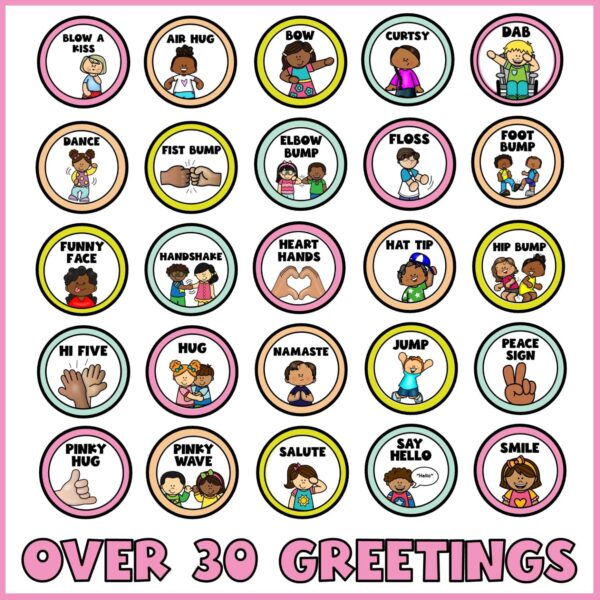 Bold Brights Morning Greeting Signs - Example Greetings Shows many different examples or morning greetings that are included in the product