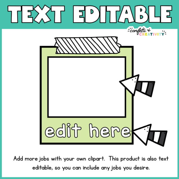 Tropical Classroom Job Cards 4 Shows a frame job cards can be added to with the text "Editable"