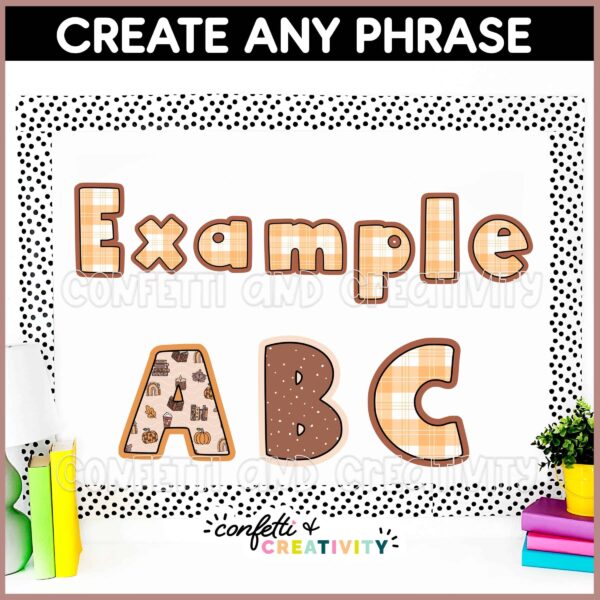 Thanksgiving Bulletin Board Letters - Example Board Shows a stock photo with example letters