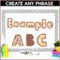 Shows a stock photo with example letters