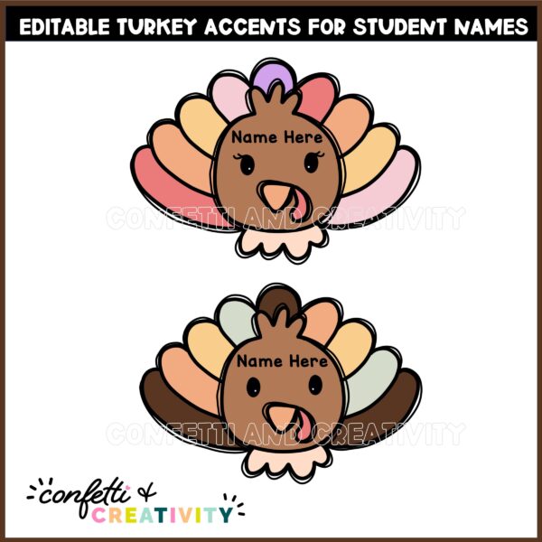 Thanksgiving Door Decor - Clipart to add Student Names to Board Shows Thanksgiving Clipart to add student names to door decor