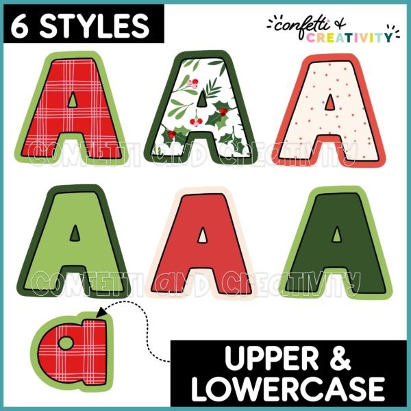 Christmas Bulletin Board Letters - Different Designs Shows 6 different designs for Christmas Bulletin Board Letters