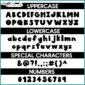 Shows examples of all letters and special characters in the product
