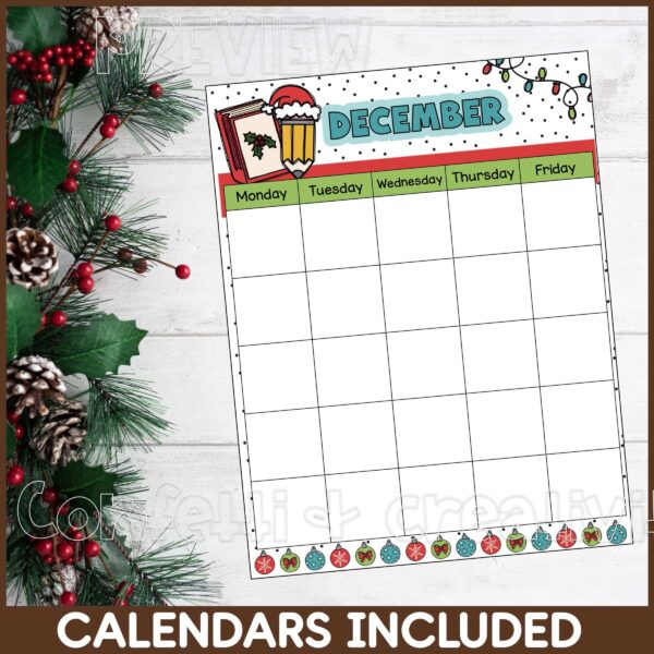 Christmas Newsletters - Printable Calendar Shows a Printable Calendar that Can be Printed on back of Christmas Newsletter for Important Dates in the Classroom
