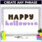 Shows example of bulletin board created with Halloween Bulletin Board Letters