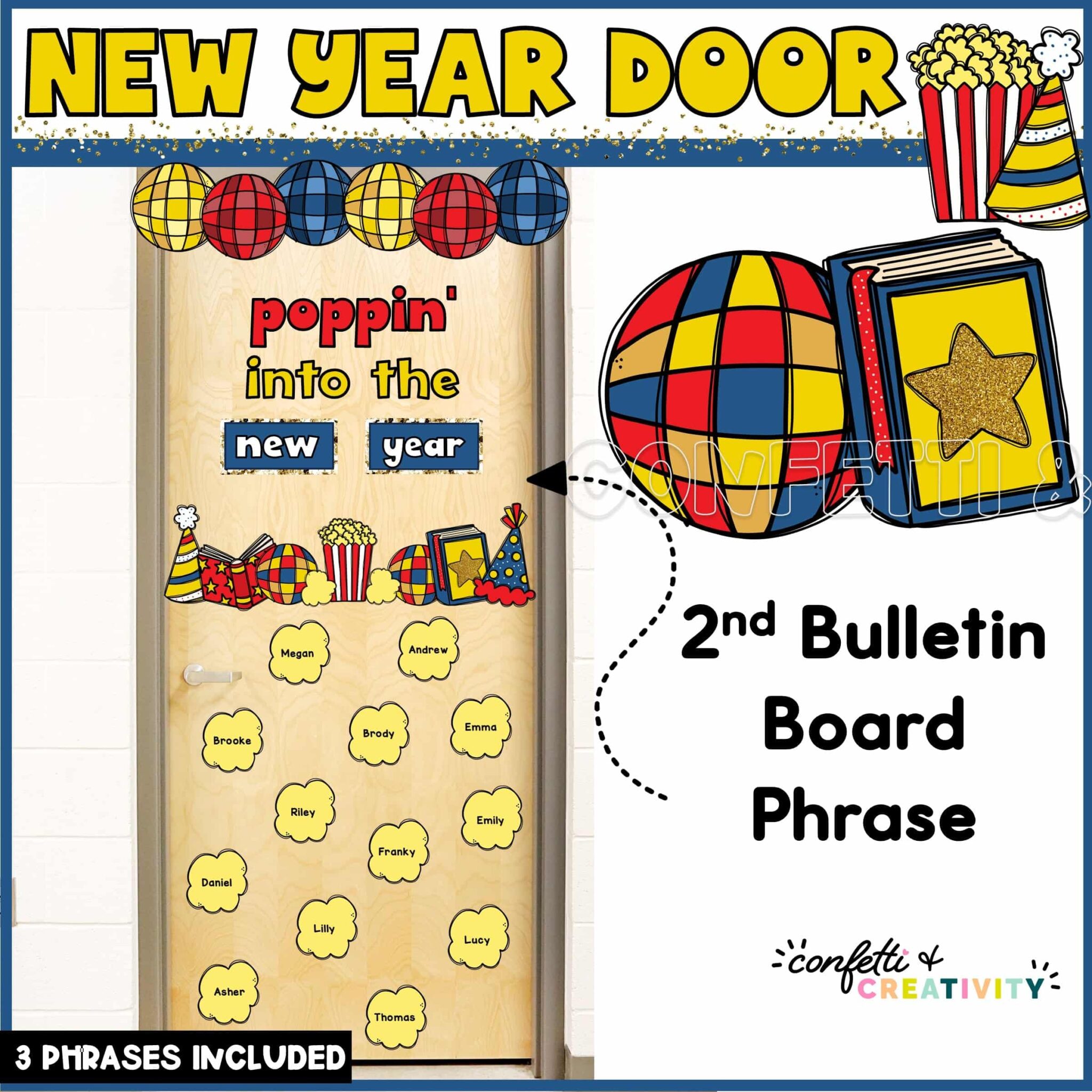 New Year Door Decor | Reading Door Decor | Confetti & Creativity