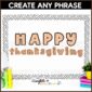 Shows example of bulletin board created with Thanksgiving Bulletin Board Letters