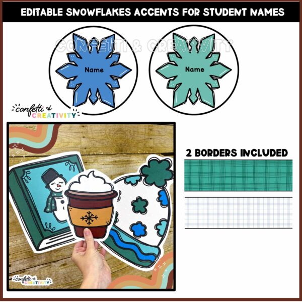 Winter Bulletin Board - Clipart and Printable Bulletin Boards Shows Clipart to Add Student Names to Board and Printable Bulletin Board Borders