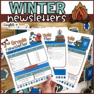 Shows 3 winter newsletters spread out