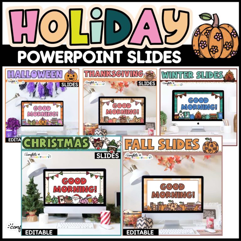 Cover photo showing many different holiday google slides a teacher gets if they purchase my entire bundle