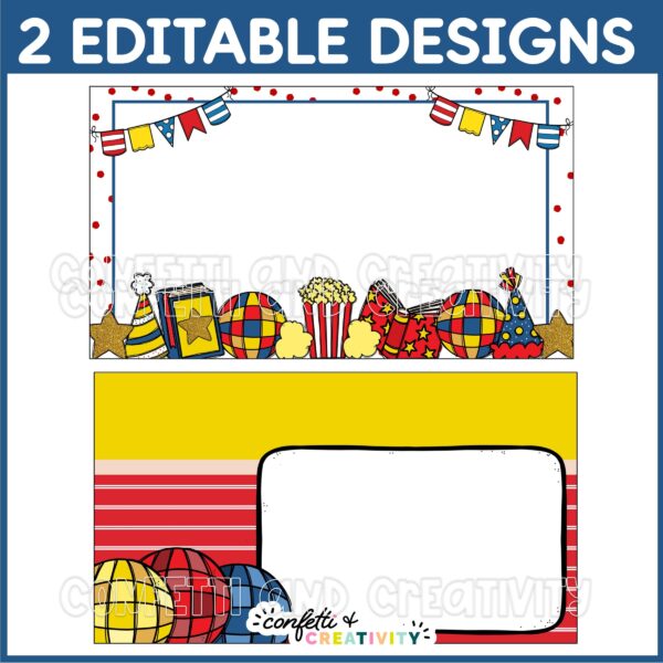 New Year's Google Slide Templates - 2 Design Examples Shows 2 different design examples of the New Year's Teaching Slides