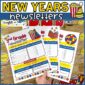 Shows example new years newsletters fanned out