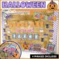 A preview photo for a Halloween bulletin board that is reading focused. The phase on the board is "Book Are a Real Treat". Includes a Halloween color palette with purples and oranges along with cute clipart.