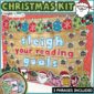A preview photo for a Christmas bulletin board that is reading focused. The phase on the board is "Sleigh Your Reading Goals". Includes a beautiful red and green color palette to match the Christmas theme and adorable clipart.