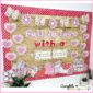 A full picture of the Valentine's Day Reading Bulletin Board without any text added