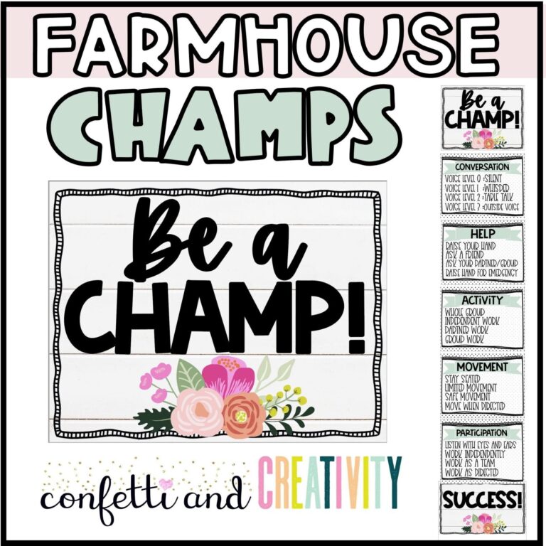 Shows the entire set of CHAMPS Posters from the Floral Classroom Theme