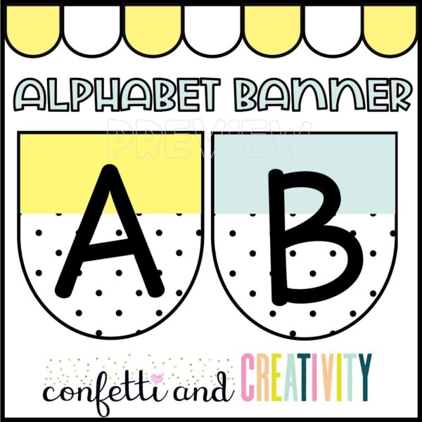 Shows example letters A and B in the Lemon Alphabet Banner
