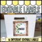 Shows an example of the lemon classroom label with the word "pencil" on it. The label is on a bin