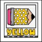 Shows Lemon Color Poster features a bold, polka-dotted yellow pencil and cheerful design is paired with the word "YELLOW" in large, easy-to-read block letters