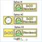 Shows 3 different options to display the visual schedule cards. Differences include different ways to display time