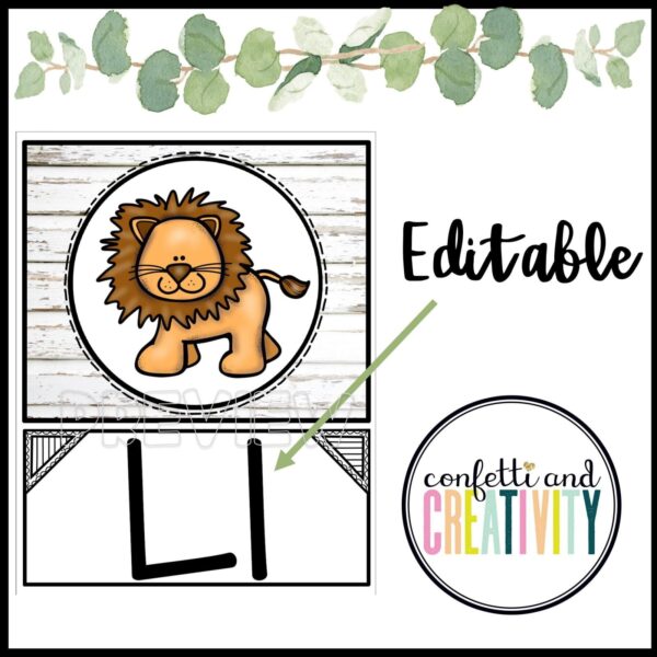 Modern Farmhouse Alphabet with Pictures - Cover Photo Shows alphabet posters with pictures on them to match the phonics. The example photo shows letters A-H with each letter having a set of clipart