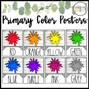 Shows 8 color example posters from the Modern Farmhouse Color Poster Set.