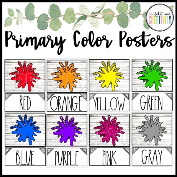 Shows 8 color example posters from the Modern Farmhouse Color Poster Set.