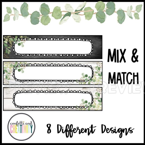 Modern Farmhouse Long Drawer Labels - Mix and Match Cover Photo Shows the Modern Farmhouse long drawer labels set up on a 10 drawer cart and beautifully designed tags that can mix and match to create a personalized and cohesive classroom look.