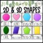 Shows an example of 8 different shape posters from the modern farmhouse classroom theme. Includes both 2D and 3D shapes