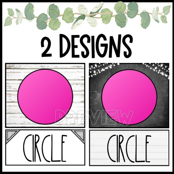 Modern Farmhouse Shape Posters - 2 Designs Cover Photo Shows a Modern Farmhouse Shape Poster styled for two editable circle shape posters